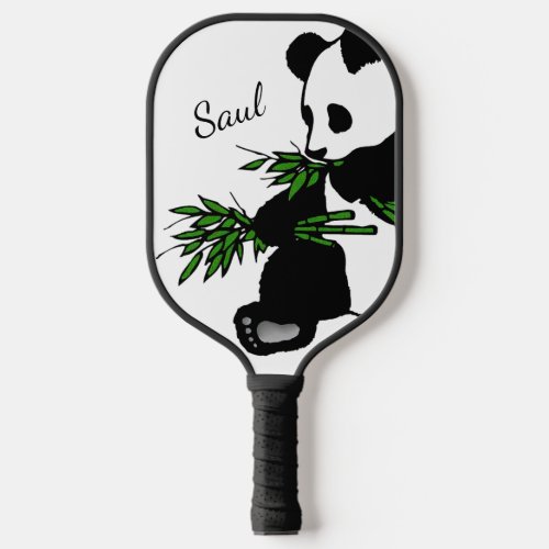 Giant Panda Eats Bamboo Name Pickleball Paddle