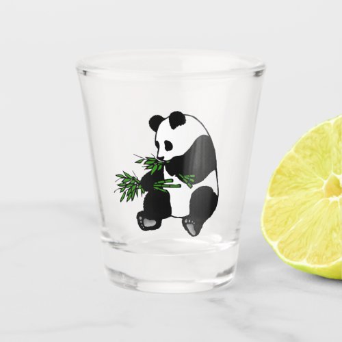 Giant Panda Eats Bamboo Shot Glass