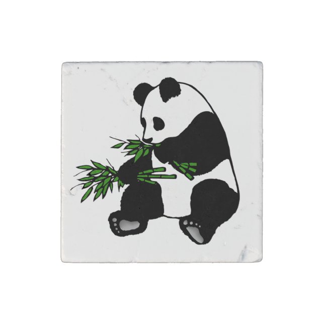 Giant Panda Eats Bamboo Stone Magnet (Front)