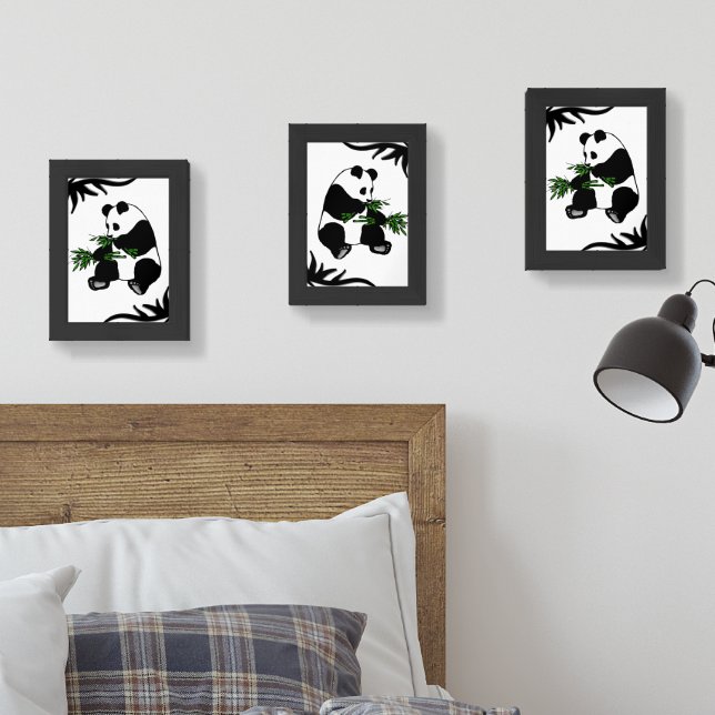 Giant Panda Eats Bamboo   Wall Art Sets (Bedroom)