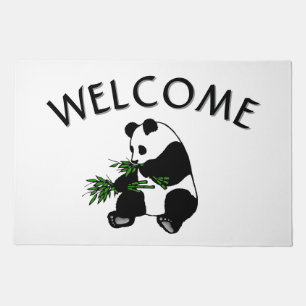 Giant Panda Eats Bamboo Welcome Doormat