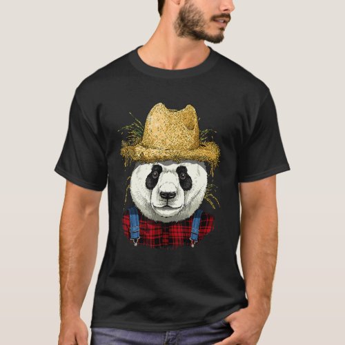 Giant Panda Farmer Farming Agriculture Rancher Ani T_Shirt