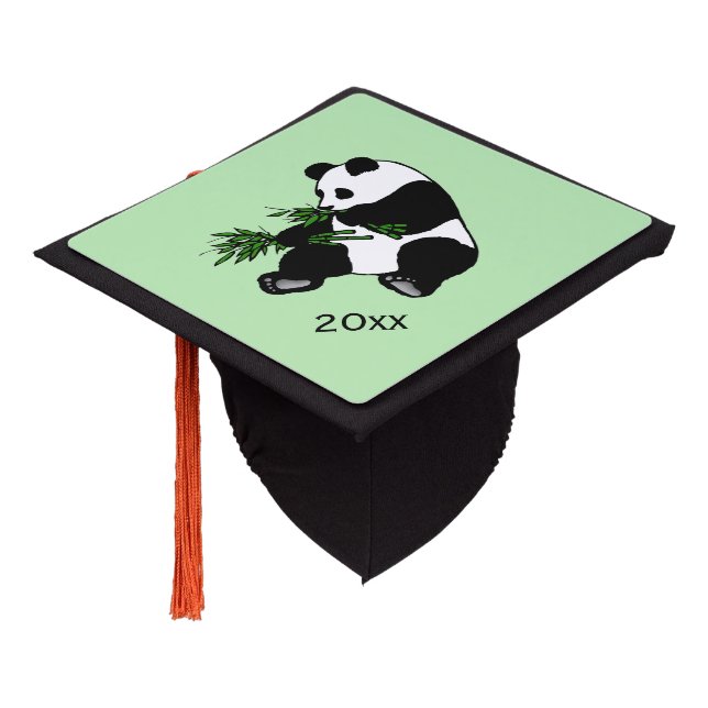 Giant Panda Graduation Green Cap Topper (Angled)
