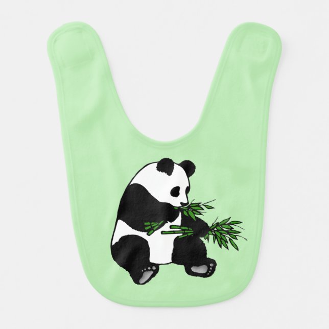 Giant Panda Green Baby Bib (Front)
