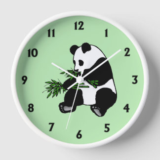 Giant Panda Green Clock