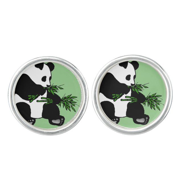 Giant Panda Green Cufflinks (Front)
