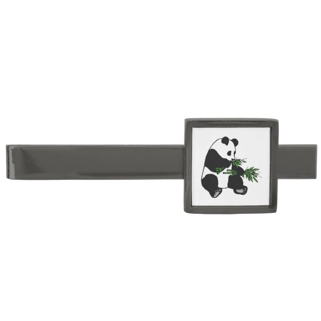 Giant Panda Gunmetal Finish Tie Bar (Front)