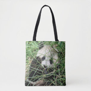Giant Panda Hiding In Grass Tote Bag