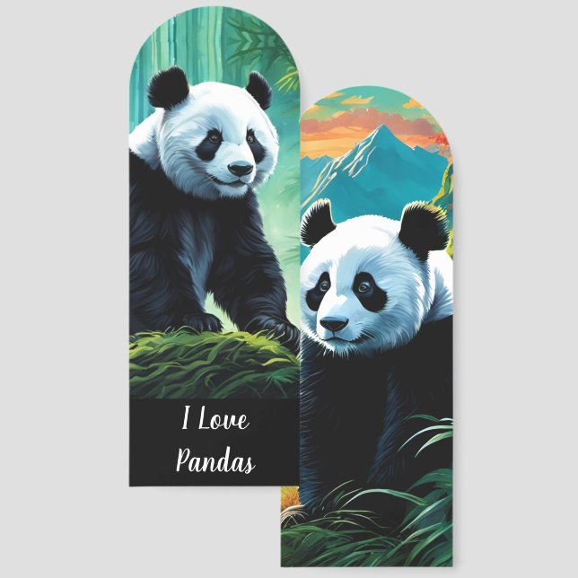 Giant Panda in Bamboo Forest Bookmarks (Front & Back)