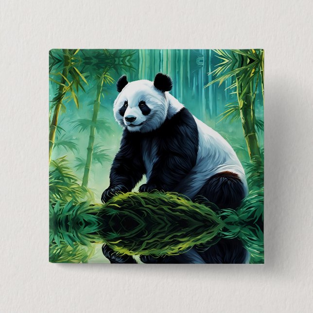 Giant Panda in Bamboo Forest Button (Front)