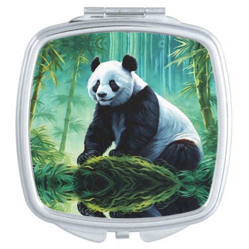 Giant Panda in Bamboo Forest Compact Mirror