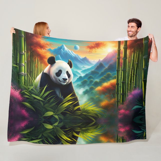 Giant Panda in Bamboo Forest Fleece Blanket (In Situ)