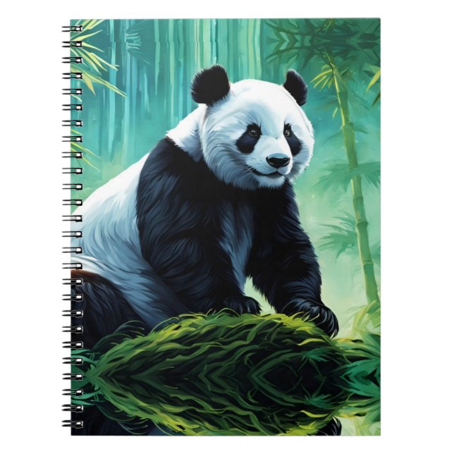 Giant Panda in Bamboo Forest Notebook (Front)