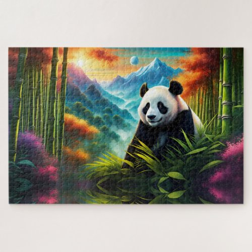 Giant Panda in Bamboo Forest on Mountain Jigsaw Puzzle