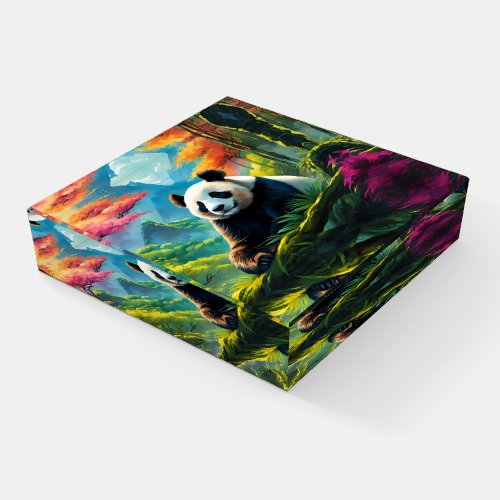 Giant Panda in Bamboo Forest on Mountain Paperweight