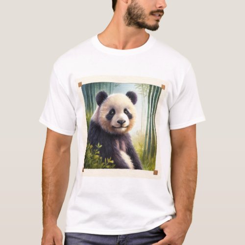 Giant Panda in Bamboo Forest REF36 _ Watercolor T_Shirt