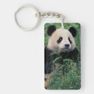 Giant panda in the grass, Wolong Valley, Sichuan Keychain