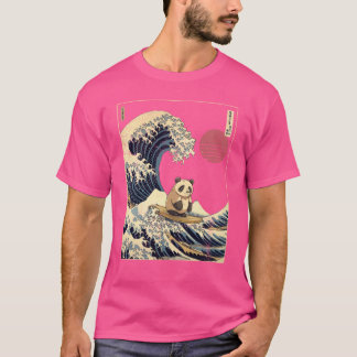 Giant Panda Kanagawa Japanese Surfing Wave funny T-Shirt