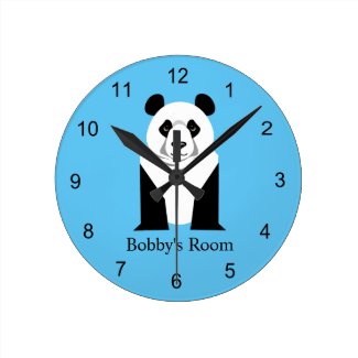 Giant Panda Kids Wall Decor Round Clock