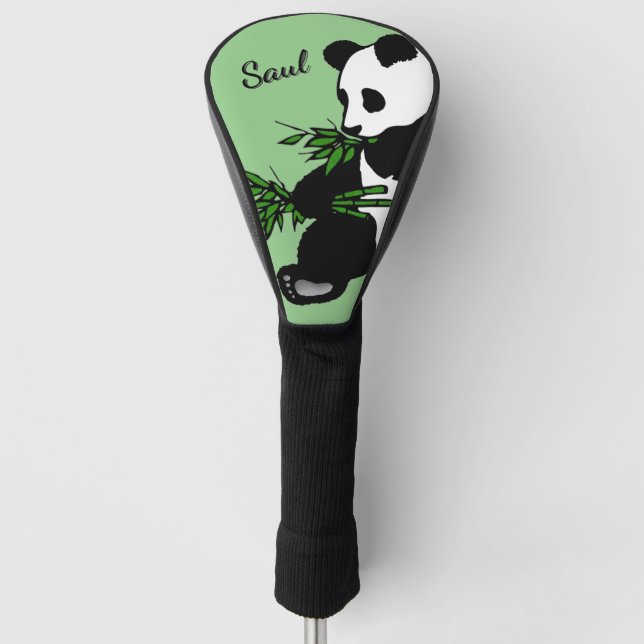Giant Panda Monogram, Name Green Golf Head Cover (Front)