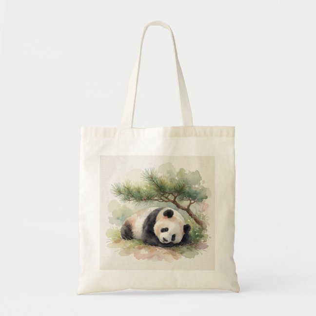 Giant Panda Napping Under The Pine Canopy Tote Bag