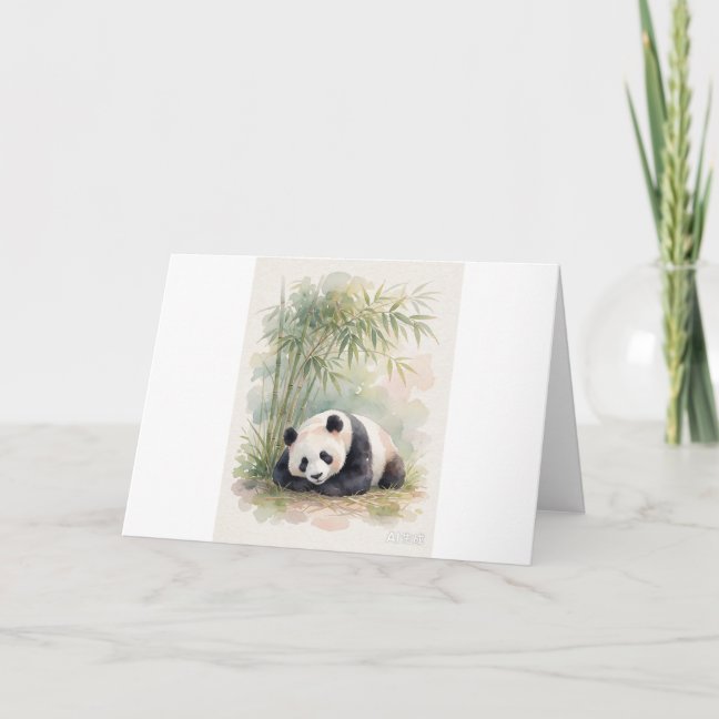 Giant Panda Napping Under The Tall Bamboo Canopy G Card