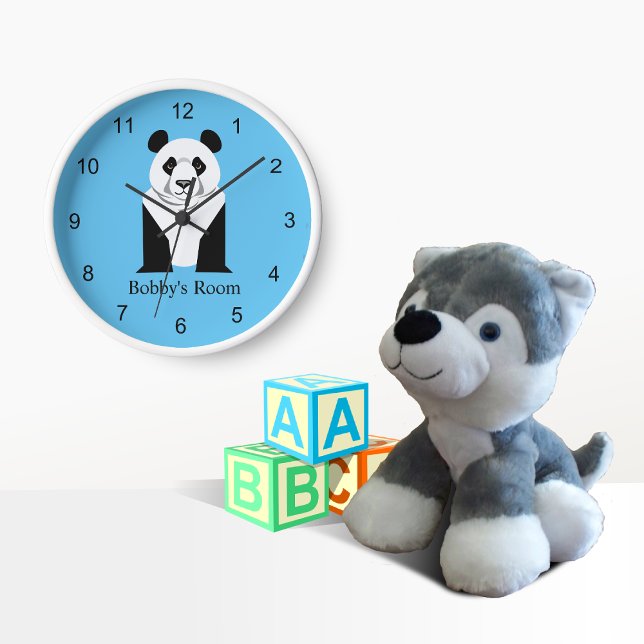 Giant Panda Nursery Room Wall Decor Round Clock (Panda Kids Clock)