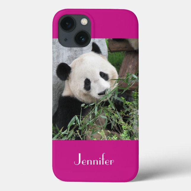 Giant Panda Pink Background, Name, Case-Mate iPhone Case (Back)