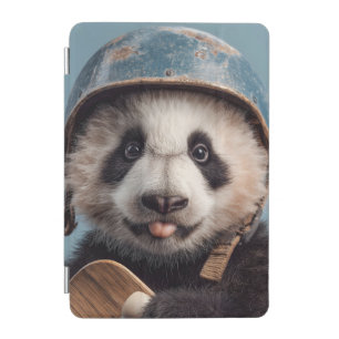 Giant Panda Portrait with Vintage Blue Helmet iPad Mini Cover