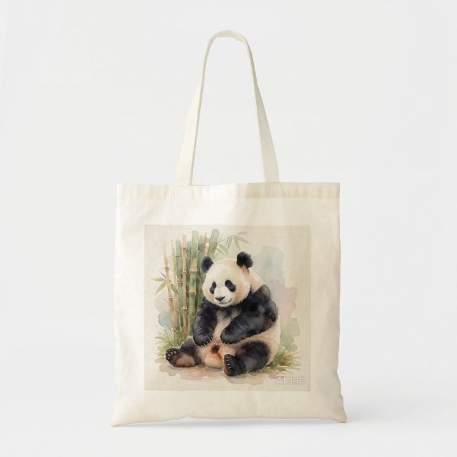 Giant Panda Resting Against The Bamboo Clump Tote  Bag