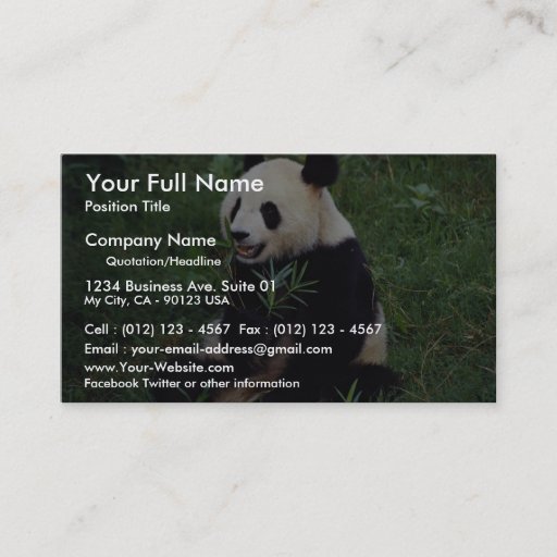 Customizable Giant panda, Sichuan Province, China Business Card