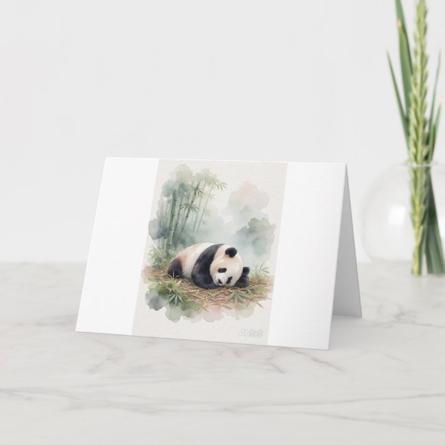 Giant Panda Sleeping At The Misty Mountain Bamboo  Card
