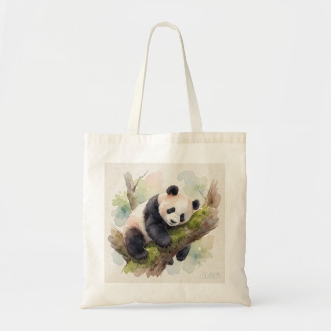 Giant Panda Sleeping On The Mossy Tree Branch Tote Bag