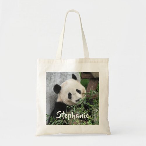 Giant Panda with Personalized Name Tote Bag