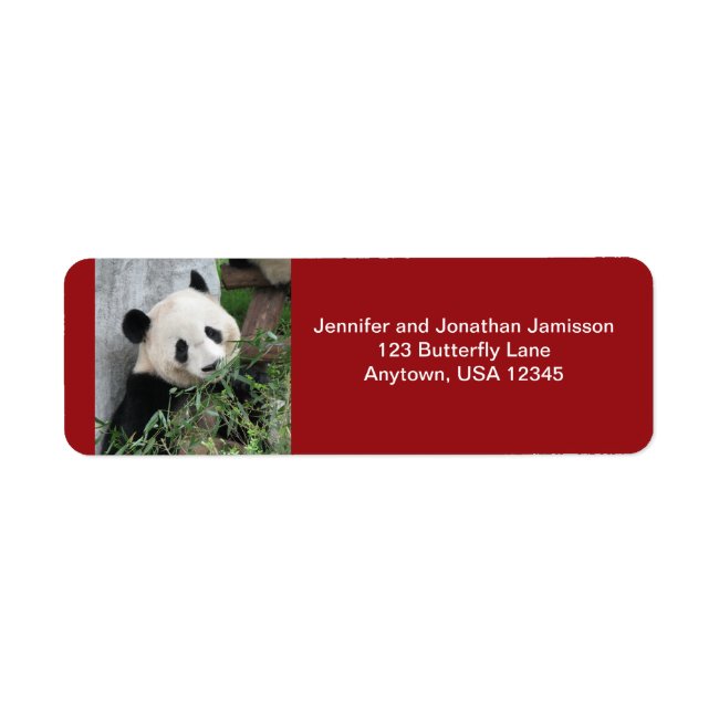 Giant Pandas Dark Red Return Address Labels