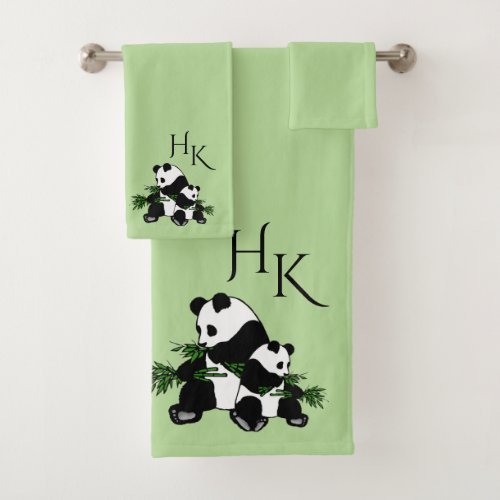 Giant Pandas Monogram Bath Towel Set