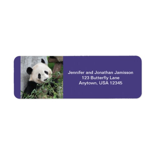 Giant Pandas Return Address Labels Purple Label