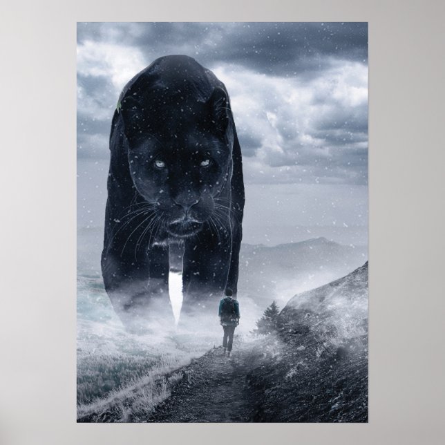 Giant Panther vs Man, Success Mindset Motivational Poster (Front)