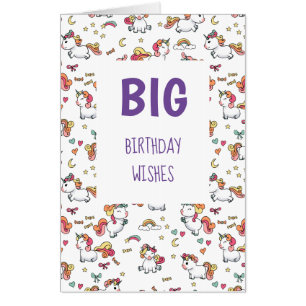 Giant pastel unicorn pattern card