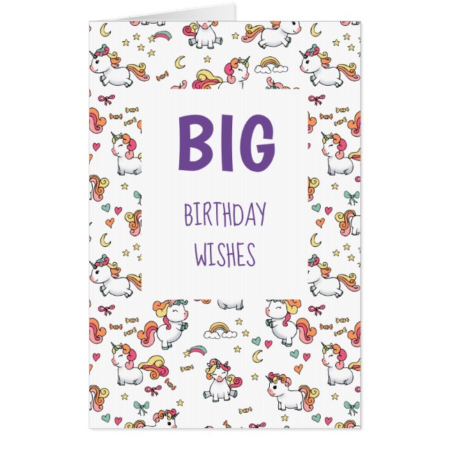 Giant pastel unicorn pattern card (Front)