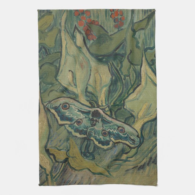 Giant Peacock Moth (1889) by Vincent van Gogh Kitchen Towel (Vertical)
