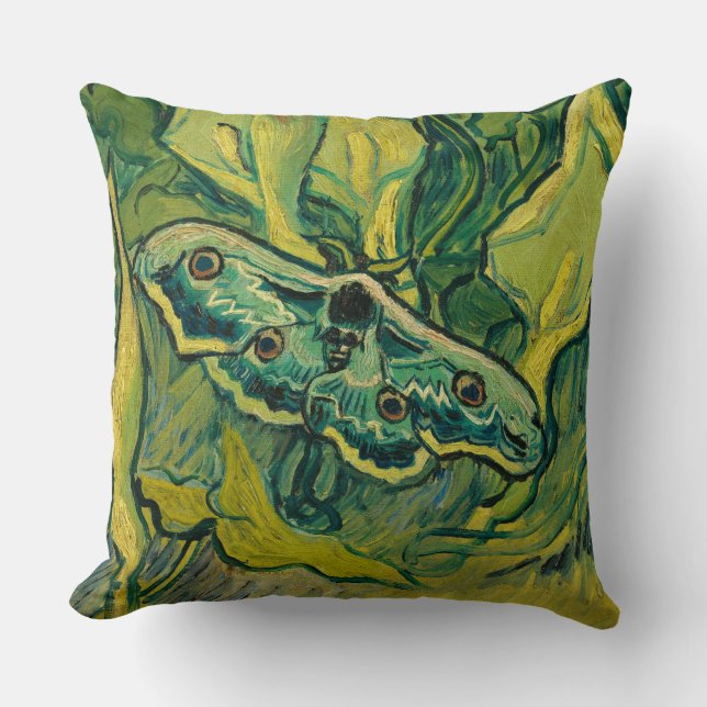 Giant Peacock Moth, 1889 by Vincent van Gogh Throw Pillow (Front)