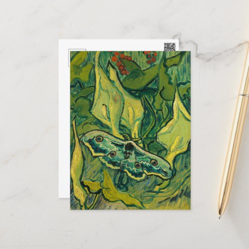 Giant Peacock Moth by Vincent van Gogh Holiday Postcard