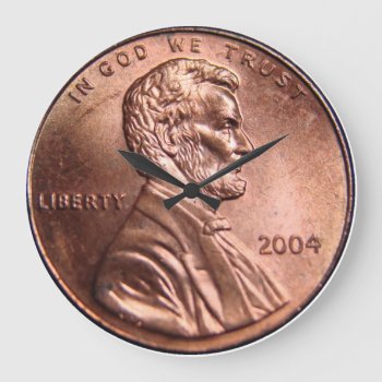 Giant Penny Coin Clock by inspirationzstore at Zazzle