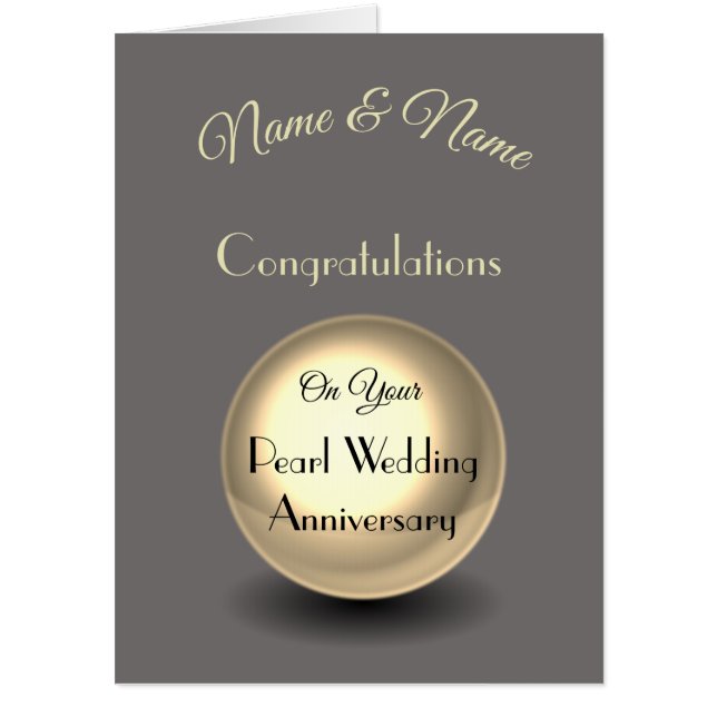 Giant personalised Pearl Anniversary Greeting Card (Front)