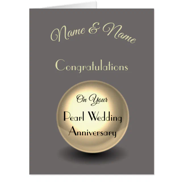 Giant personalised Pearl Anniversary Greeting Card | Zazzle