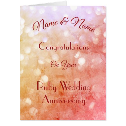 Giant personalised Ruby Anniversary Greeting Card