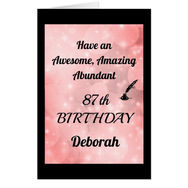 Giant Personalised Sparkly 87th Birthday Card (Front)
