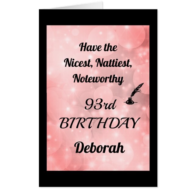 Giant Personalised Sparkly 93rd Birthday Card (Front)