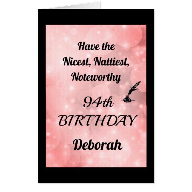 Giant Personalised Sparkly 94th Birthday Card (Front)